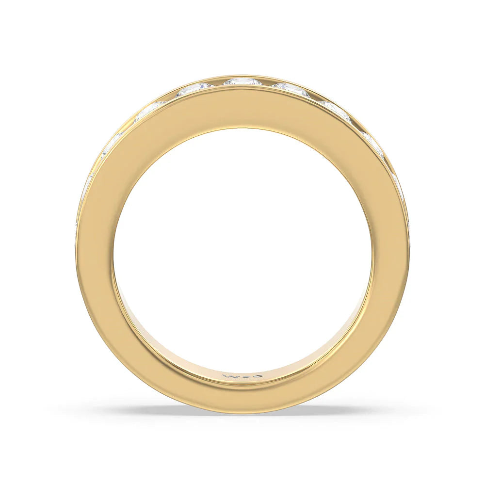 Round Brilliant Cut Diamond Channel Set Band (E+ VS+) with 18KT Yellow Gold / Lab / 1 1/2 Cut Diamond in 14KT Yellow Gold / Lab / 1 1/2 view 2
