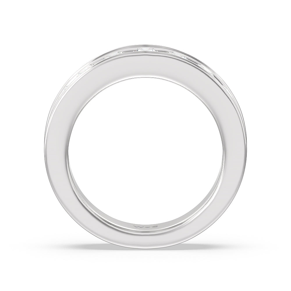 Round Brilliant Cut Diamond Channel Set Band (F/G SI+) with Platinum / Natural / 2 Cut Diamond in 14KT Platinum / Natural / 2 view 4
