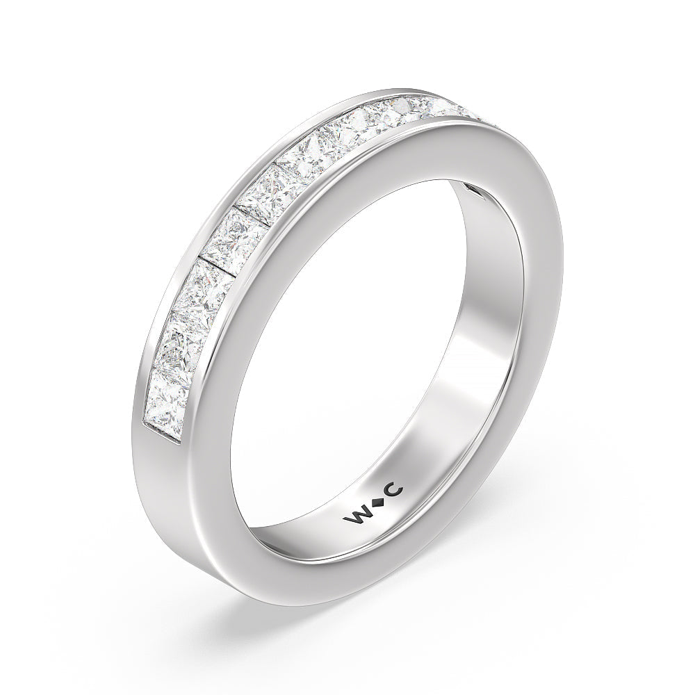 Princess Cut Diamond Channel Set Band with Platinum / Lab / 1 Cut Diamond in 14KT Platinum / Lab / 1 view 3
