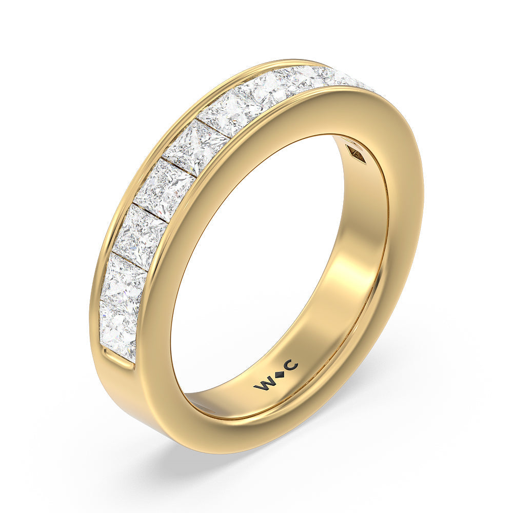 Princess Cut Diamond Channel Set Band with 18KT Yellow Gold / Lab / 1 1/2 Cut Diamond in 14KT Yellow Gold / Lab / 1 1/2 view 3
