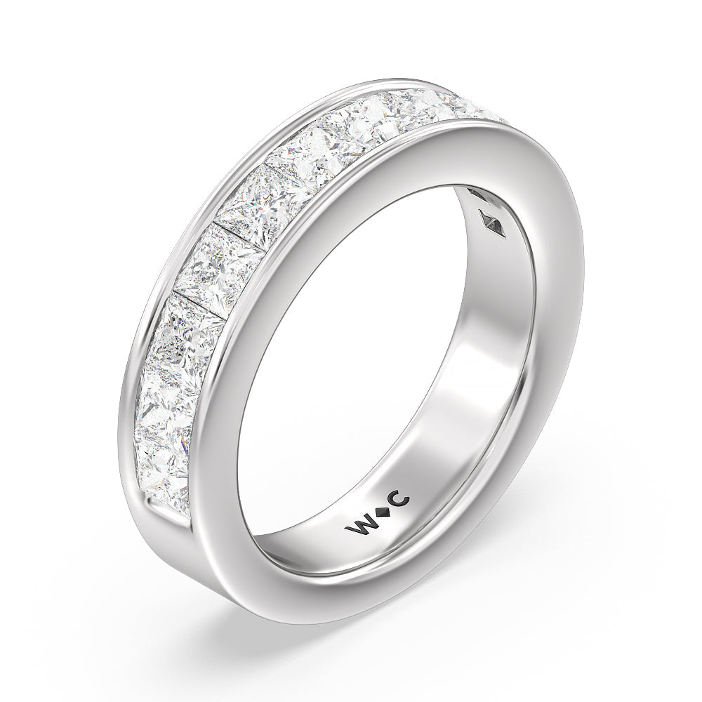 Princess Cut Diamond Channel Set Band with Platinum / Lab / 2 Cut Diamond in 14KT Platinum / Lab / 2 view 3

