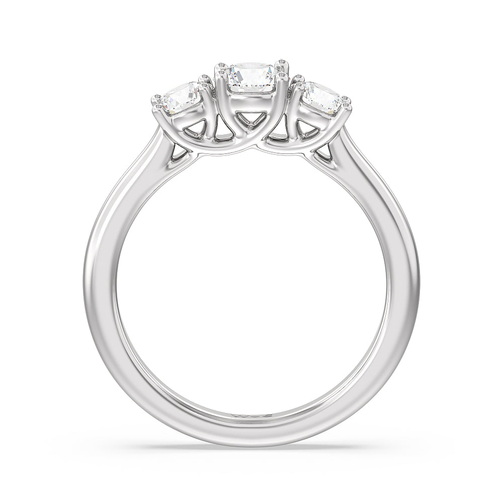 Three Stone Round Brilliant Cut Diamond Ring (F/G SI+) with Platinum / Natural / 1 Cut Diamond in 14KT Platinum / Natural / 1 view 2
