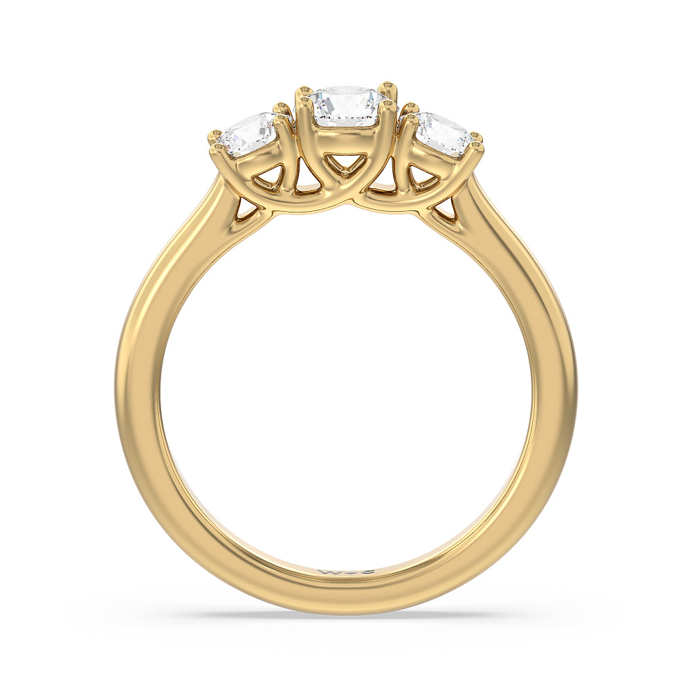 Three Stone Round Brilliant Cut Diamond Ring (F/G SI+) with 18KT Yellow Gold / Natural / 1 Cut Diamond in 14KT Yellow Gold / Natural / 1 view 2
