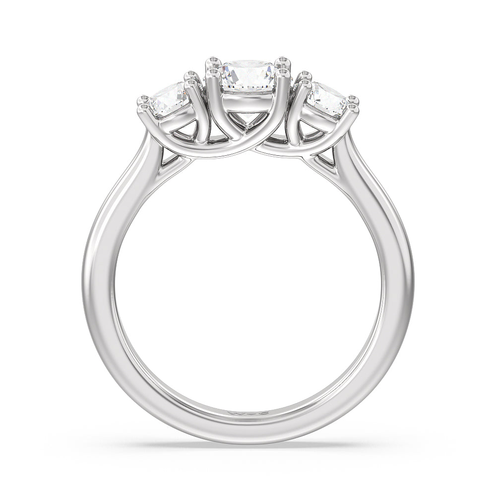 Three Stone Round Brilliant Cut Diamond Ring (F/G SI+) with Platinum / Natural / 1 1/2 Cut Diamond in 14KT Platinum / Natural / 1 1/2 view 2
