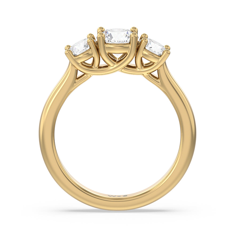 Three Stone Round Brilliant Cut Diamond Ring (F/G SI+) with 18KT Yellow Gold / Natural / 1 1/2 Cut Diamond in 14KT Yellow Gold / Natural / 1 1/2 view 2

