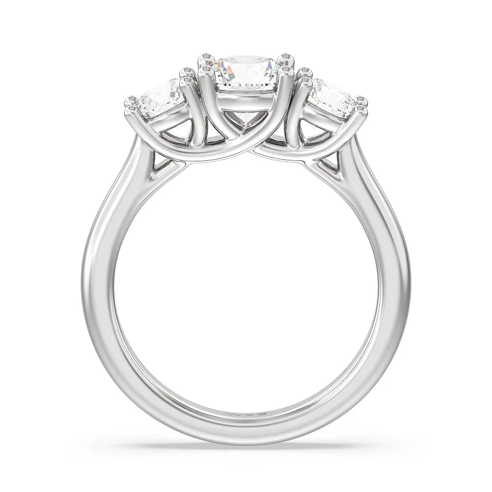 Three Stone Round Brilliant Cut Diamond Ring (E+ VS+) with Platinum / Lab / 2 Cut Diamond in 14KT Platinum / Lab / 2 view 2
