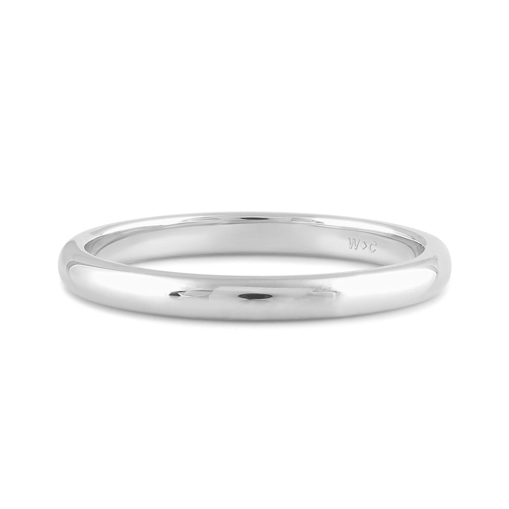 Women's Low Dome Comfort Fit Band with 14KT White Gold / 2 Cut Diamond in 14KT White Gold / 2 view 1
