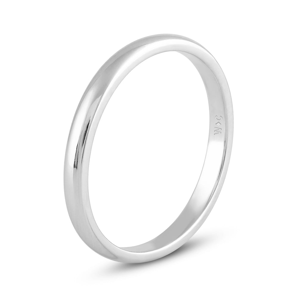 Women's Low Dome Comfort Fit Band with 14KT White Gold / 2 Cut Diamond in 14KT White Gold / 2 view 6
