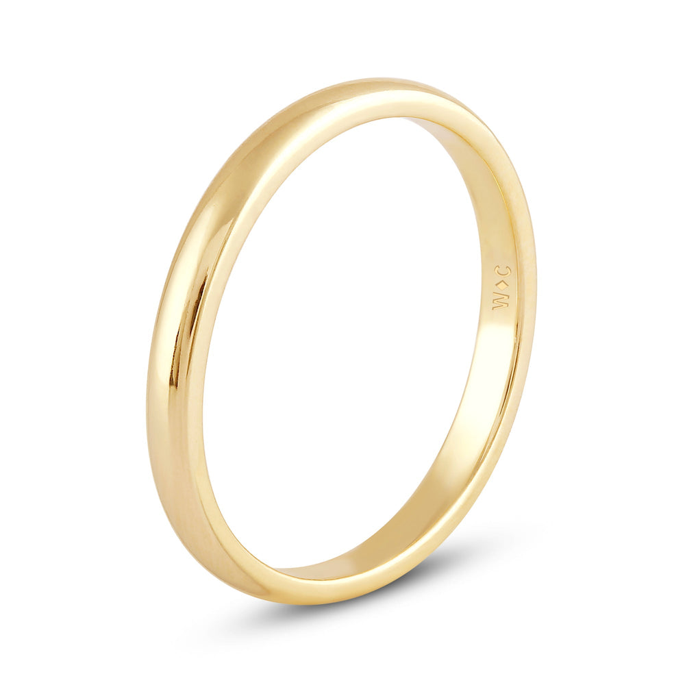 Women's Low Dome Comfort Fit Band with 14KT Yellow Gold / 2 Cut Diamond in 14KT Yellow Gold / 2 view 6
