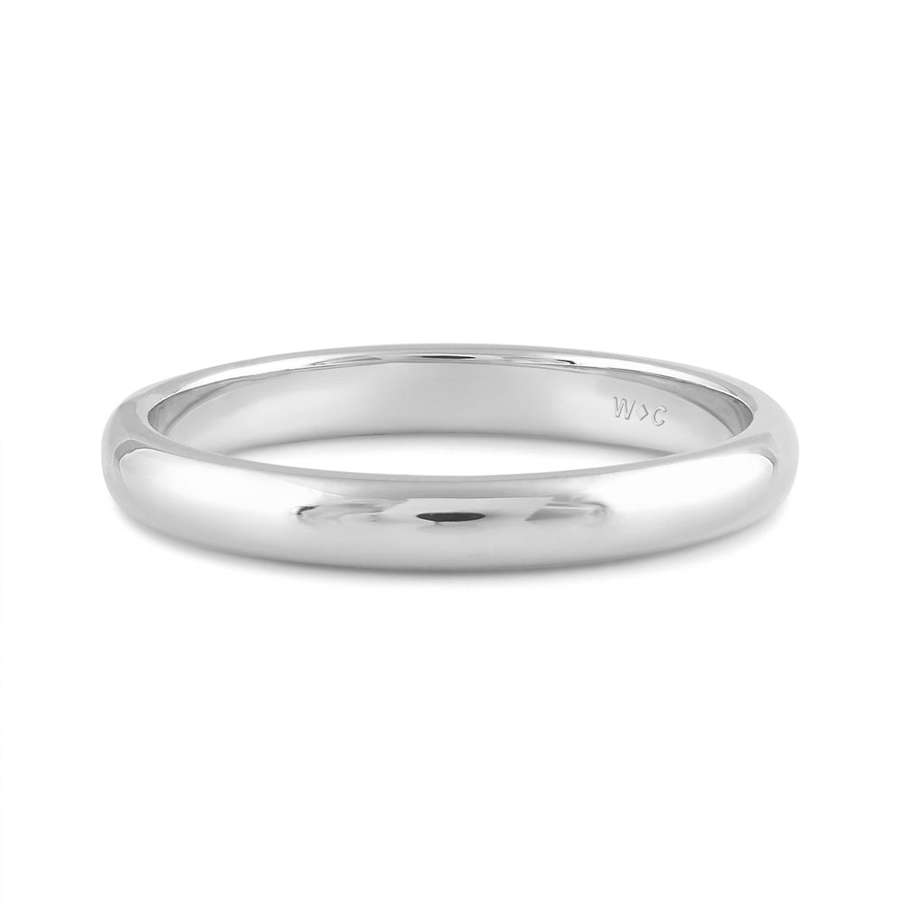Women's Low Dome Comfort Fit Band with 14KT White Gold / 2.5 Cut Diamond in 14KT White Gold / 2.5 view 1
