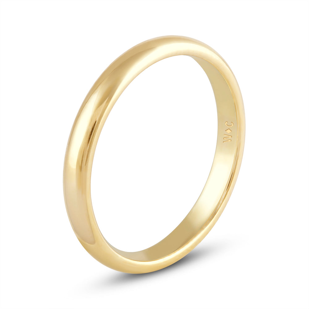 Women's Low Dome Comfort Fit Band with 14KT Yellow Gold / 2.5 Cut Diamond in 14KT Yellow Gold / 2.5 view 6
