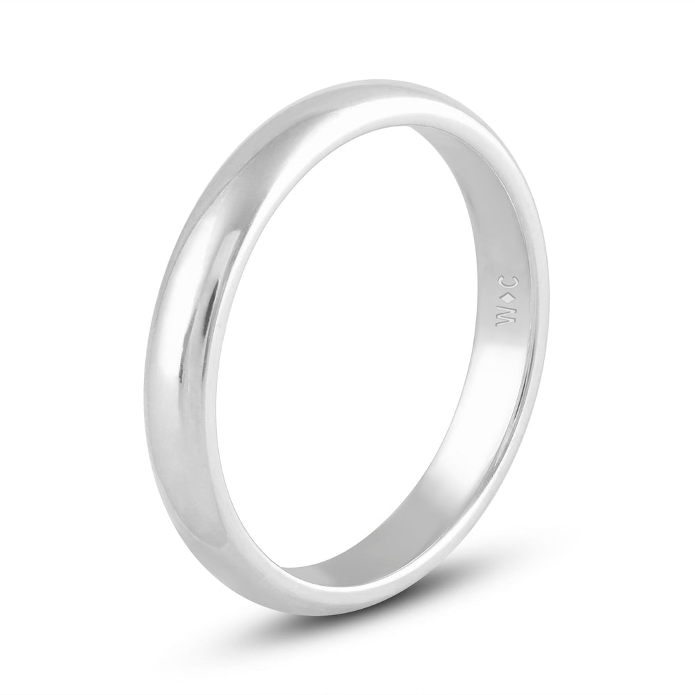 Women's Low Dome Comfort Fit Band with 14KT White Gold / 3 Cut Diamond in 14KT White Gold / 3 view 6
