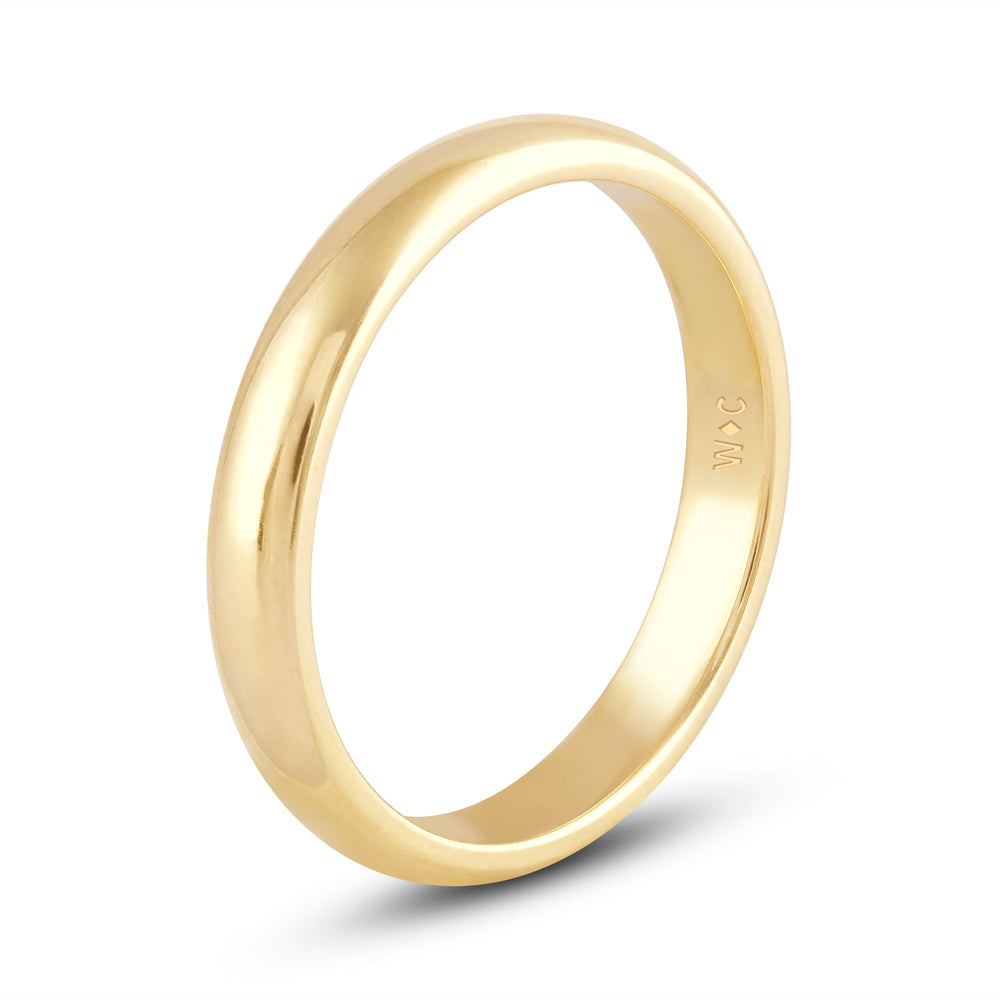 Women's Low Dome Comfort Fit Band with 14KT Yellow Gold / 3 Cut Diamond in 14KT Yellow Gold / 3 view 6
