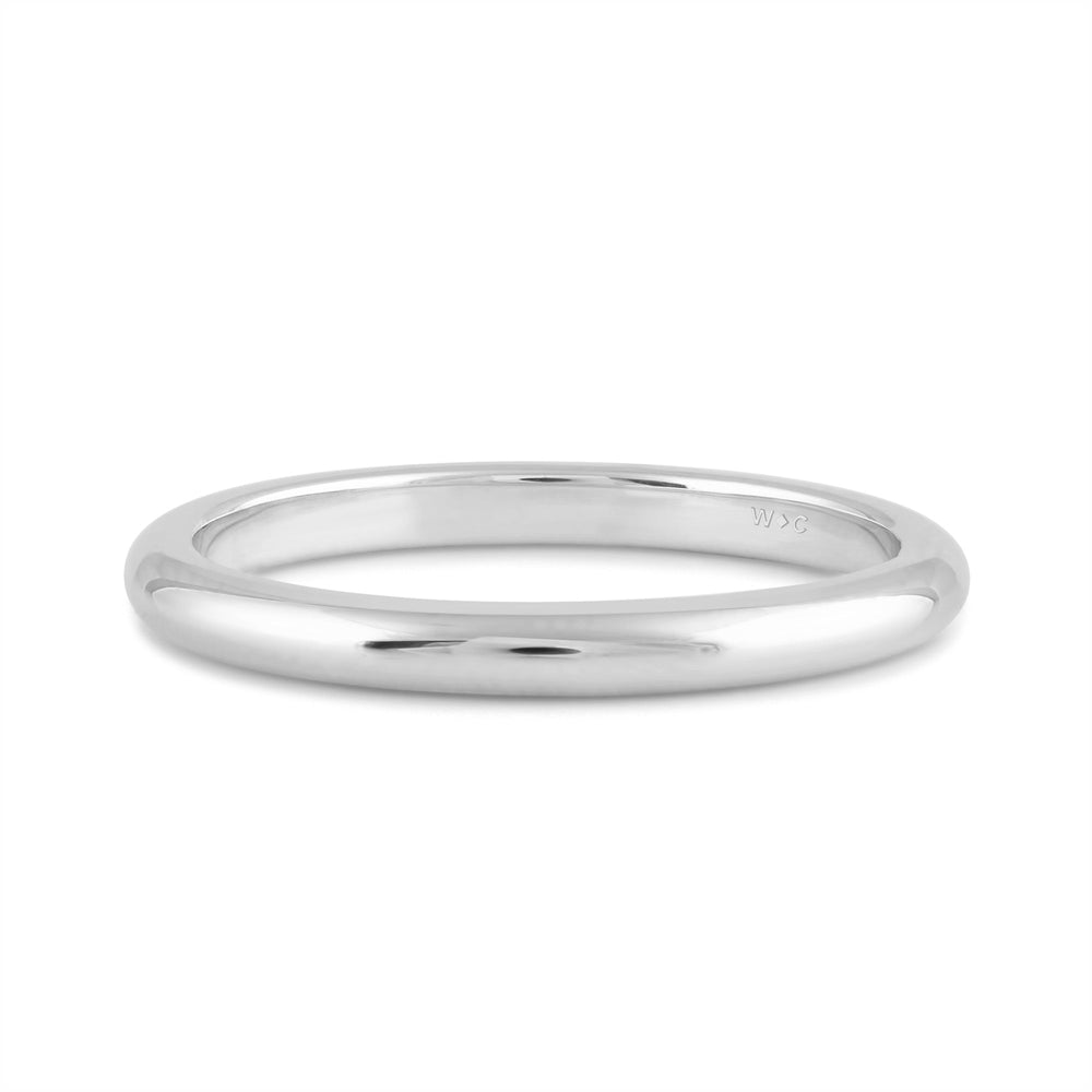 Women's High Dome Comfort Fit Band with 14KT White Gold / 2 Cut Diamond in 14KT White Gold / 2 view 1
