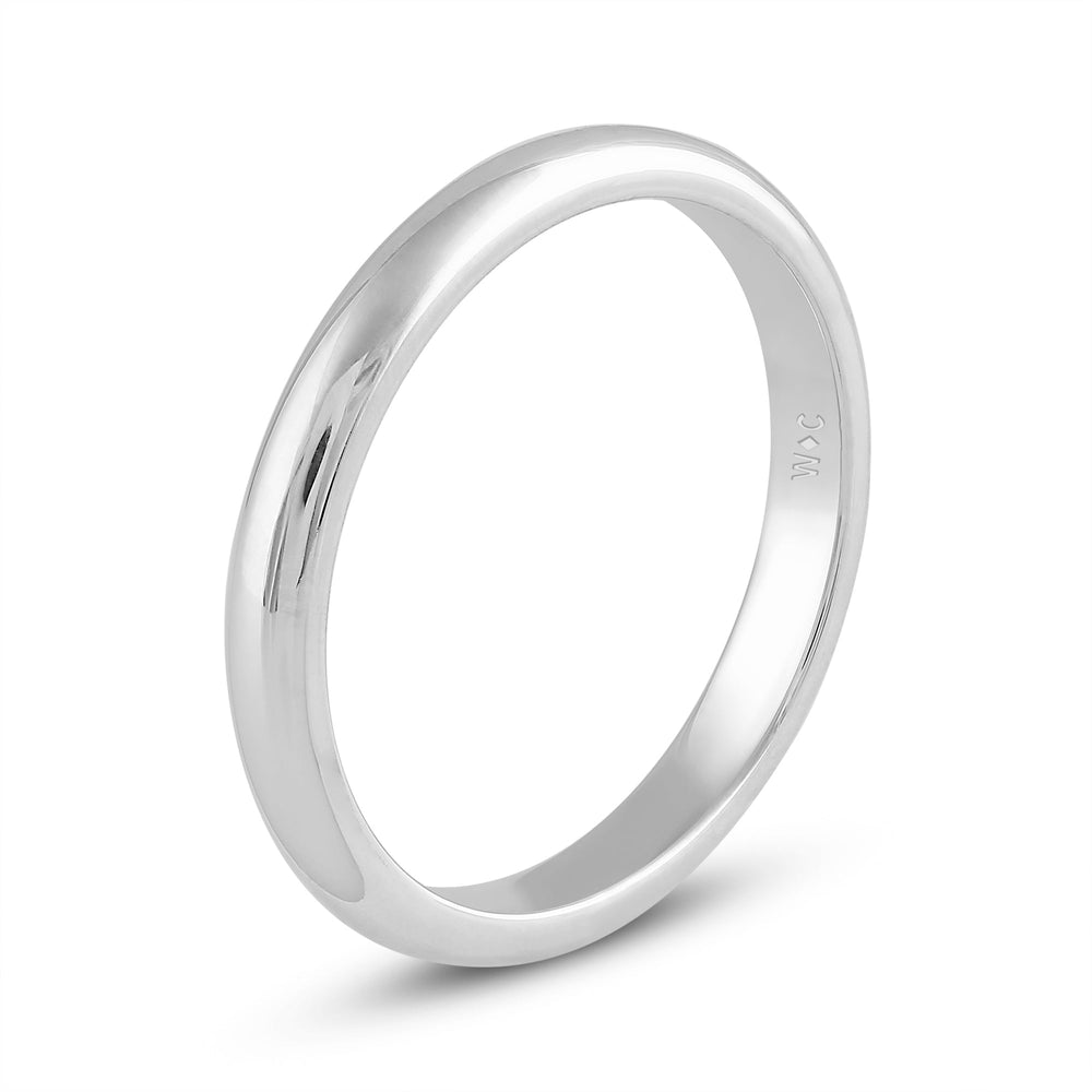 Women's High Dome Comfort Fit Band with 14KT White Gold / 2.5 Cut Diamond in 14KT White Gold / 2.5 view 6

