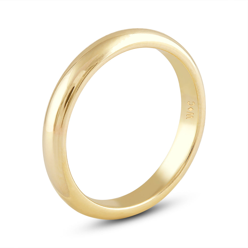 Women's High Dome Comfort Fit Band with 14KT Yellow Gold / 3 Cut Diamond in 14KT Yellow Gold / 3 view 6
