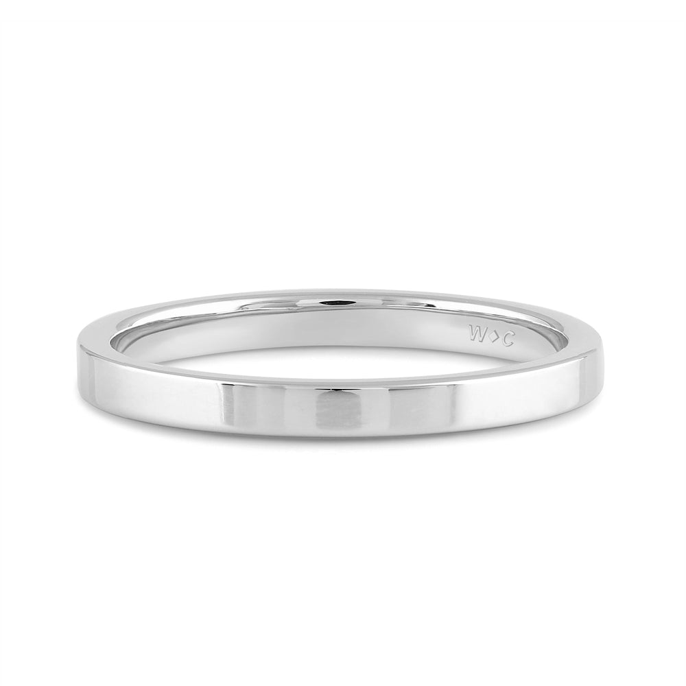 Women's Flat Comfort Fit Band with 14KT White Gold / 2 Cut Diamond in 14KT White Gold / 2 view 1
