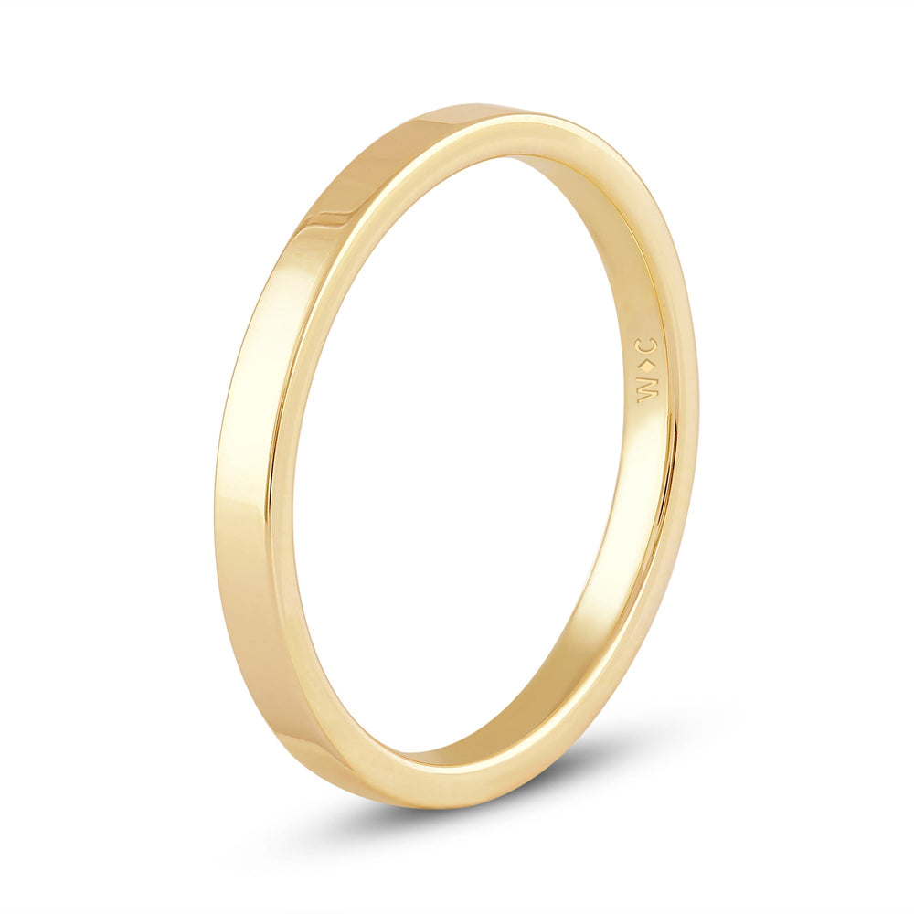 Women's Flat Comfort Fit Band with 14KT Yellow Gold / 2 Cut Diamond in 14KT Yellow Gold / 2 view 6
