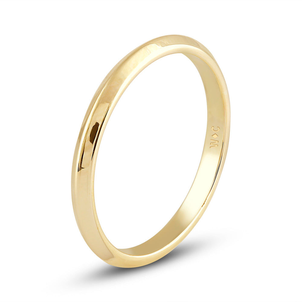 Women's Knife Edge Comfort Fit Band with 14KT Yellow Gold / 2 Cut Diamond in 14KT Yellow Gold / 2 view 6
