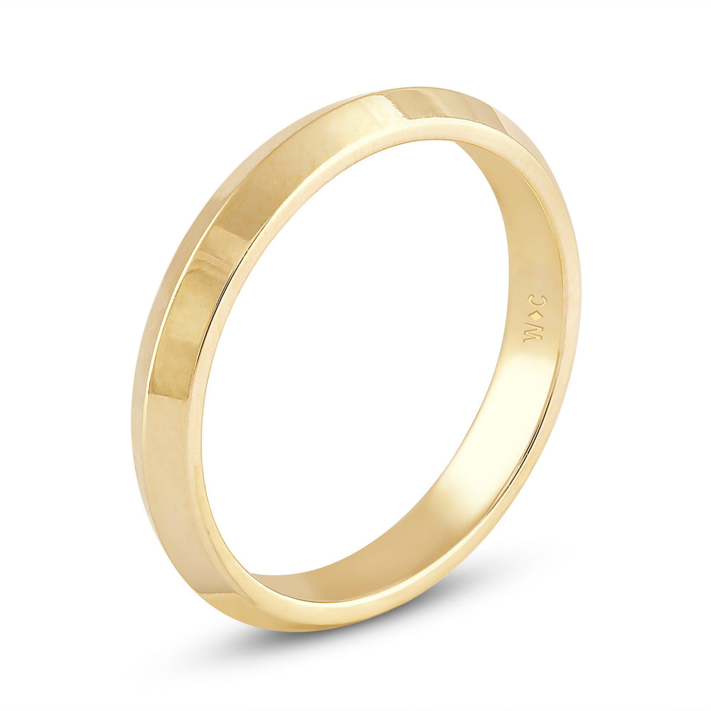 Women's Knife Edge Comfort Fit Band with 14KT Yellow Gold / 3 Cut Diamond in 14KT Yellow Gold / 3 view 6
