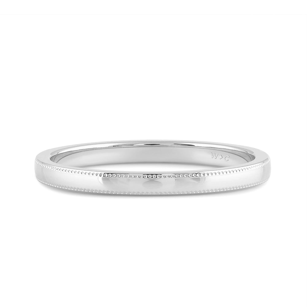Women's Milgrain Medium Dome Comfort Fit Band with 14KT White Gold / 2 Cut Diamond in 14KT White Gold / 2 view 1
