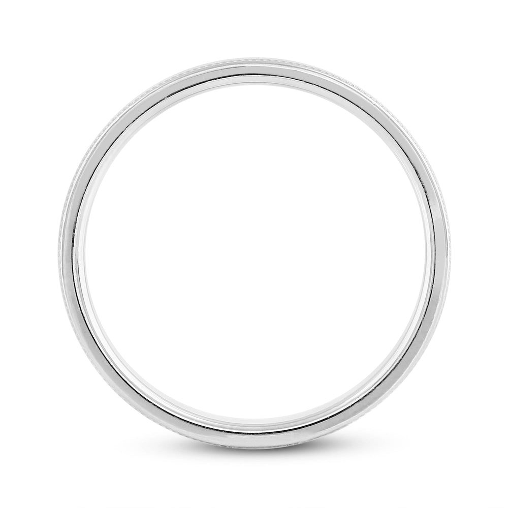 Women's Milgrain Medium Dome Comfort Fit Band with 14KT White Gold / 2 Cut Diamond in 14KT White Gold / 2 view 4
