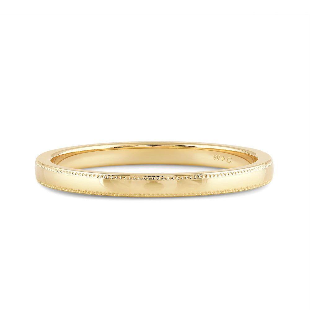 Women's Milgrain Medium Dome Comfort Fit Band with 14KT Yellow Gold / 2 Cut Diamond in 14KT Yellow Gold / 2 view 1
