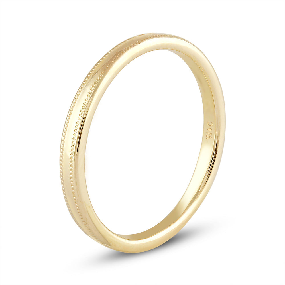 Women's Milgrain Medium Dome Comfort Fit Band with 14KT Yellow Gold / 2 Cut Diamond in 14KT Yellow Gold / 2 view 6
