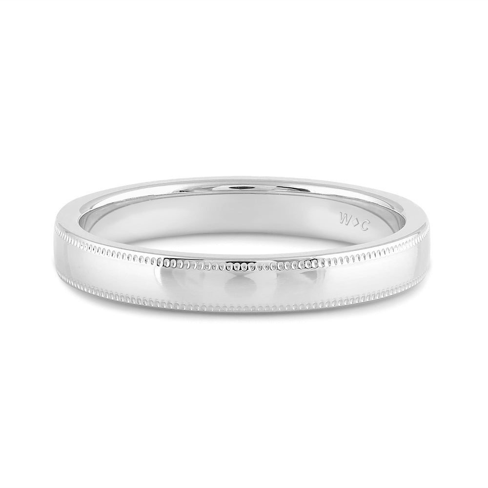 Women's Milgrain Medium Dome Comfort Fit Band with 14KT White Gold / 3 Cut Diamond in 14KT White Gold / 3 view 1
