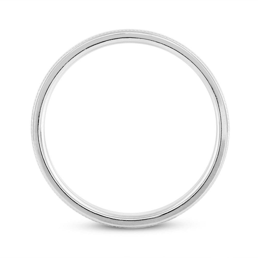 Women's Milgrain Medium Dome Comfort Fit Band with 14KT White Gold / 3 Cut Diamond in 14KT White Gold / 3 view 4

