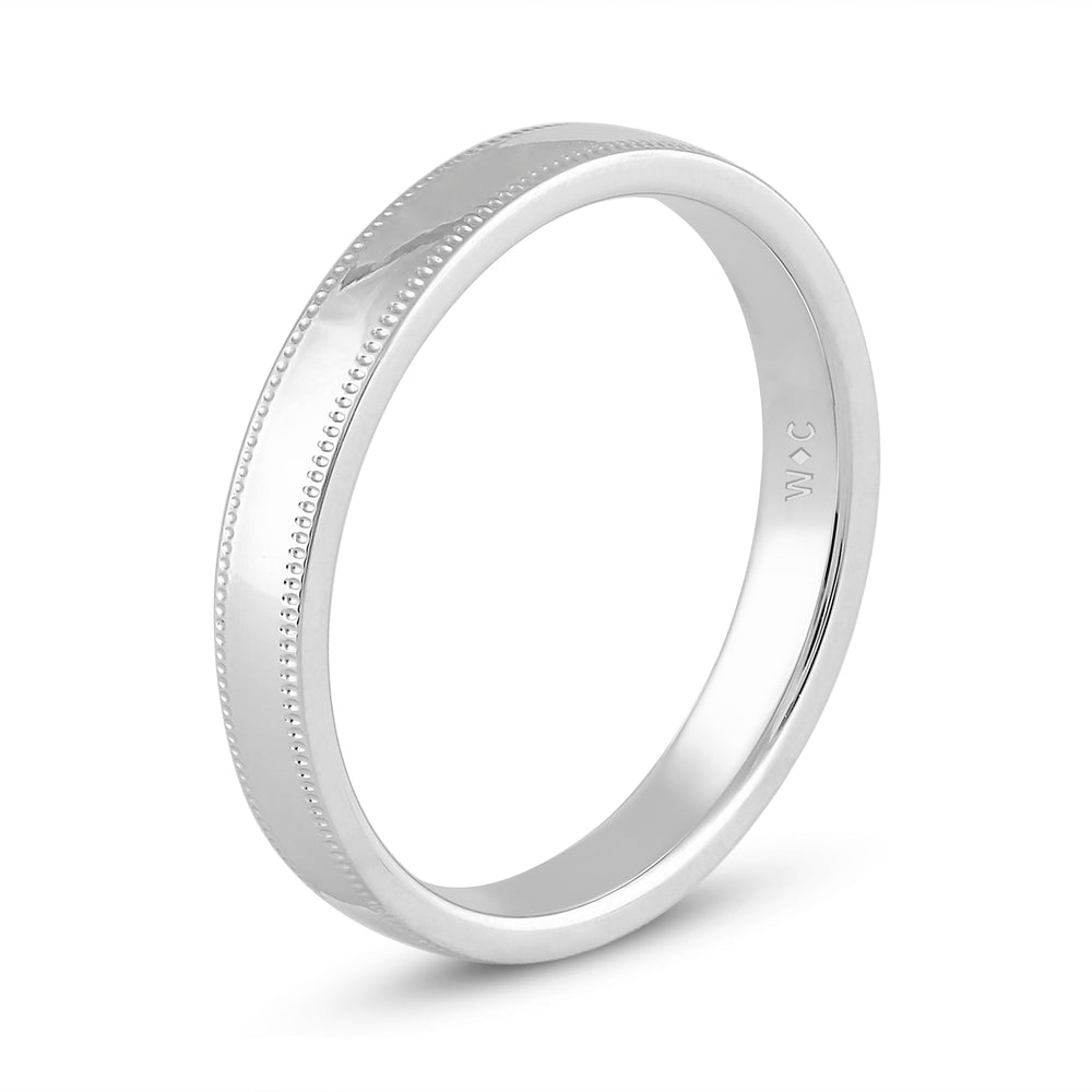 Women's Milgrain Medium Dome Comfort Fit Band with 14KT White Gold / 3 Cut Diamond in 14KT White Gold / 3 view 6
