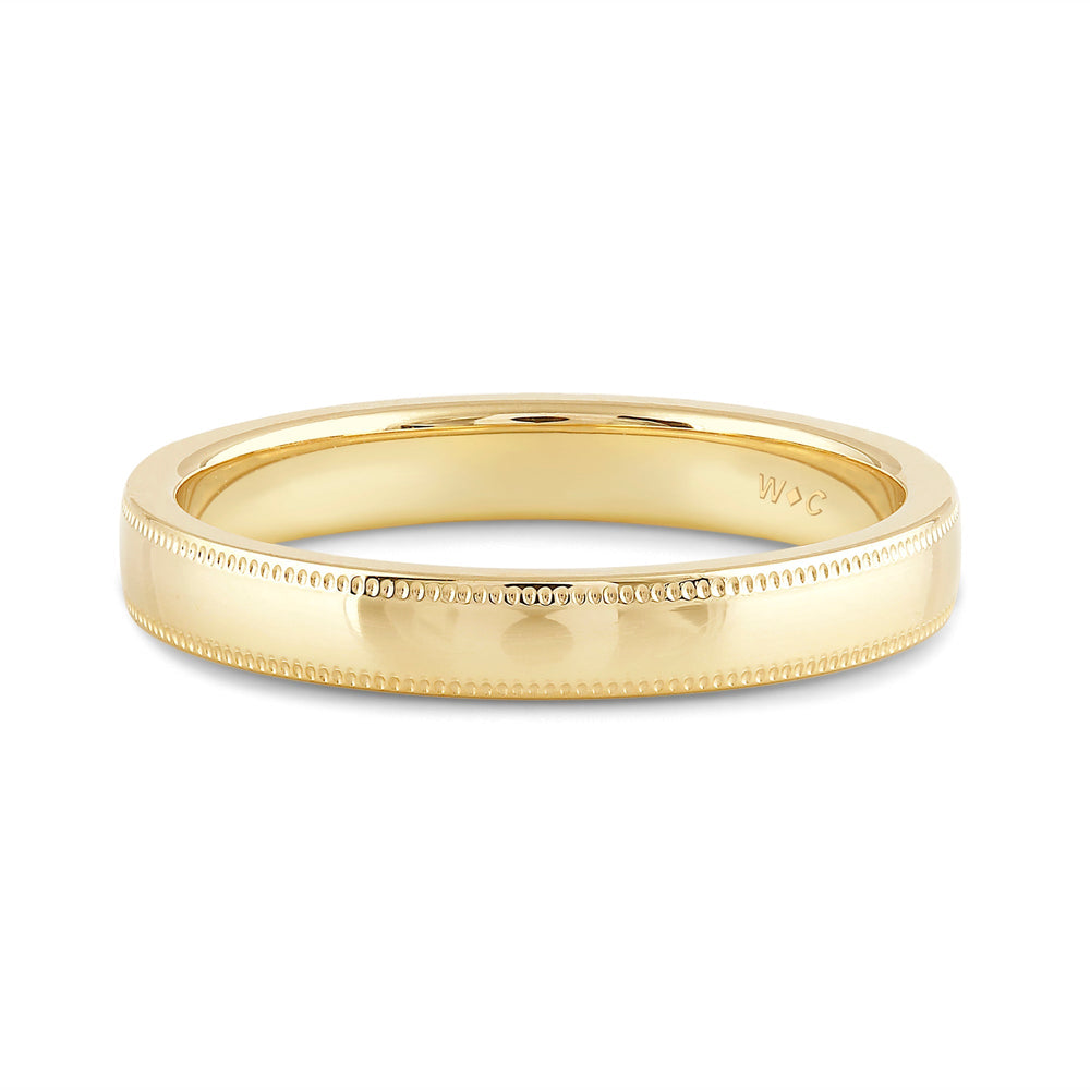 Women's Milgrain Medium Dome Comfort Fit Band with 14KT Yellow Gold / 3 Cut Diamond in 14KT Yellow Gold / 3 view 1
