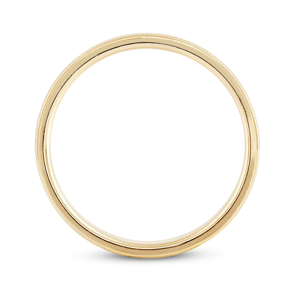 Women's Milgrain Medium Dome Comfort Fit Band with 14KT Yellow Gold / 3 Cut Diamond in 14KT Yellow Gold / 3 view 4
