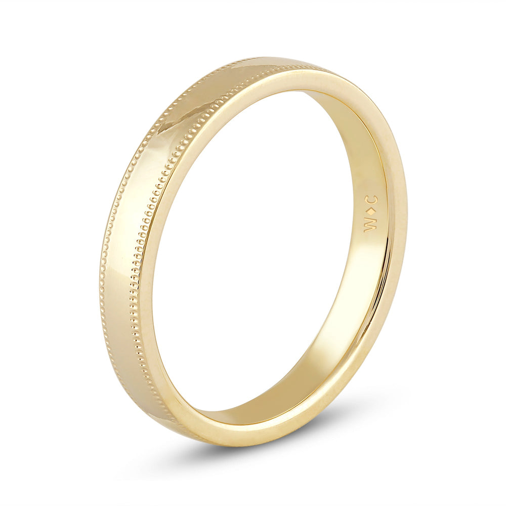 Women's Milgrain Medium Dome Comfort Fit Band with 14KT Yellow Gold / 3 Cut Diamond in 14KT Yellow Gold / 3 view 6
