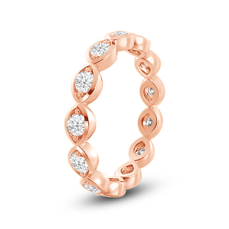 Round Diamond Marquise Bezel Eternity Ring with 18KT Rose Gold / Lab / 3/8 Cut Diamond in 14KT Rose Gold / Lab / 3/8 view 2
