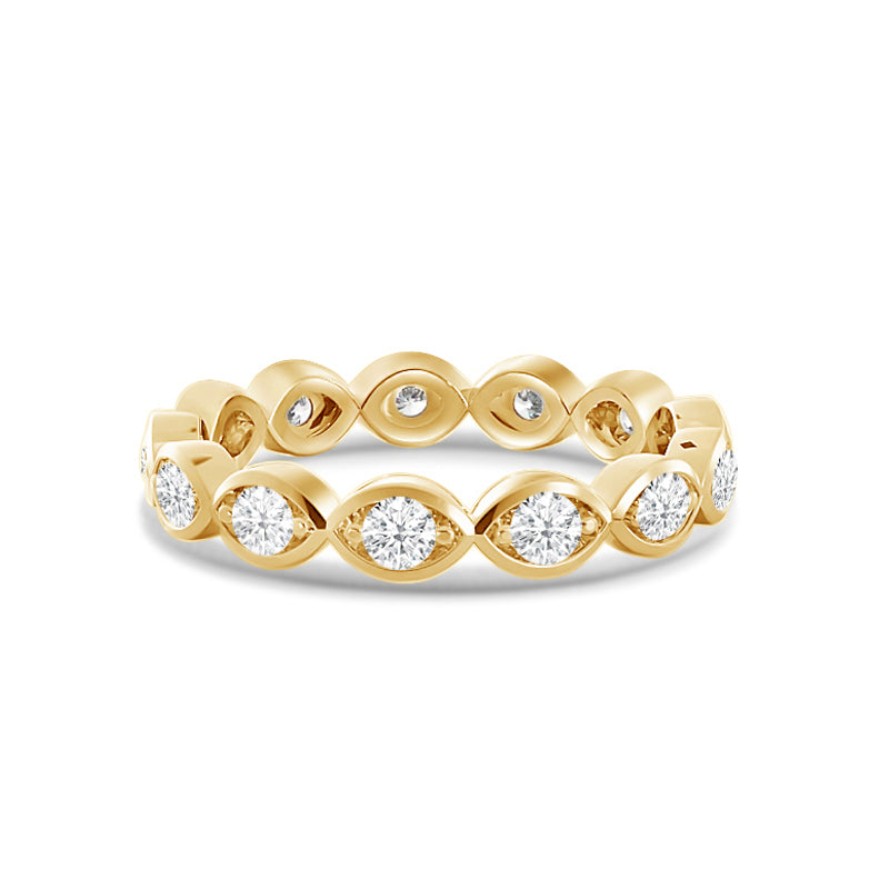 Round Diamond Marquise Bezel Eternity Ring with 18KT Yellow Gold / Lab / 3/8 Cut Diamond in 14KT Yellow Gold / Lab / 3/8 view 1

