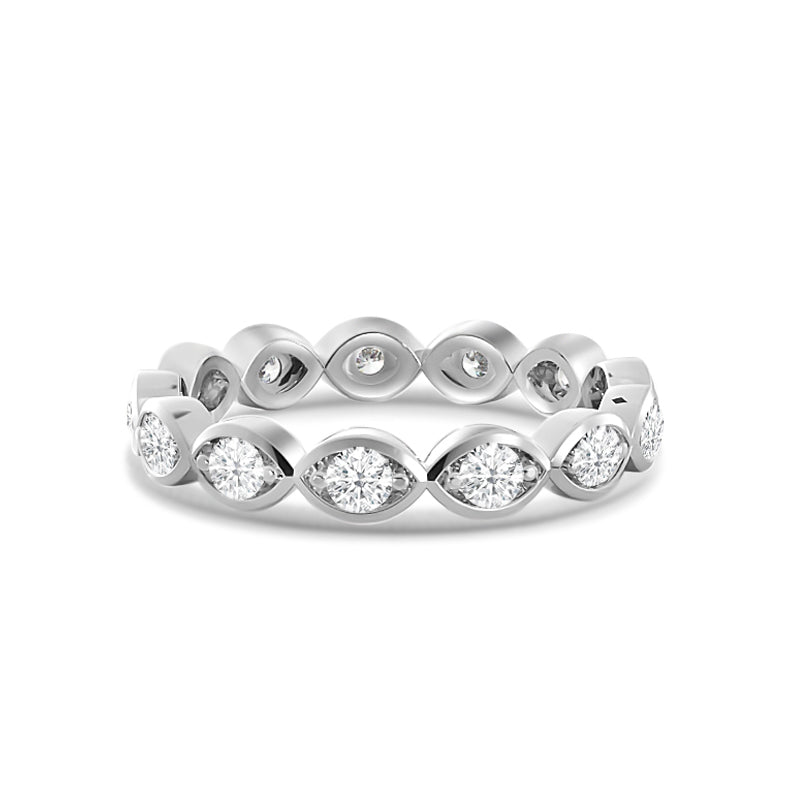 Round Diamond Marquise Bezel Eternity Ring with Platinum / Lab / 3/4 Cut Diamond in 14KT Platinum / Lab / 3/4 view 1
