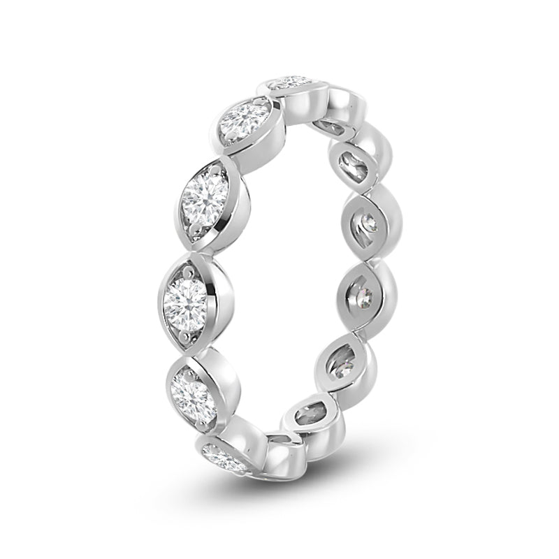 Round Diamond Marquise Bezel Eternity Ring with Platinum / Lab / 3/4 Cut Diamond in 14KT Platinum / Lab / 3/4 view 2
