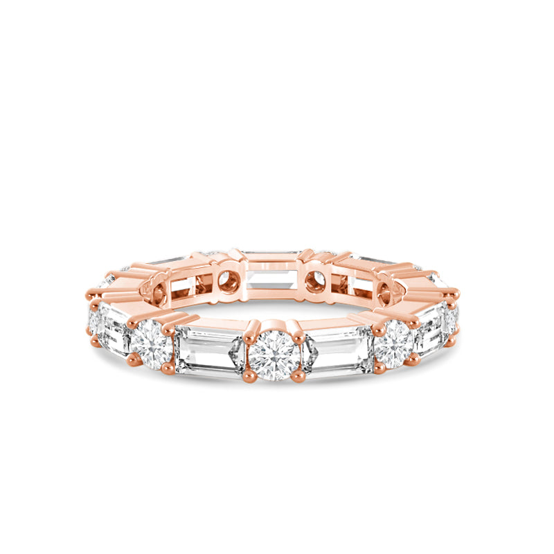 Geometric Sequence Diamond Eternity Ring with 18KT Rose Gold / Lab / 9/10 Cut Diamond in 14KT Rose Gold / Lab / 9/10 view 1

