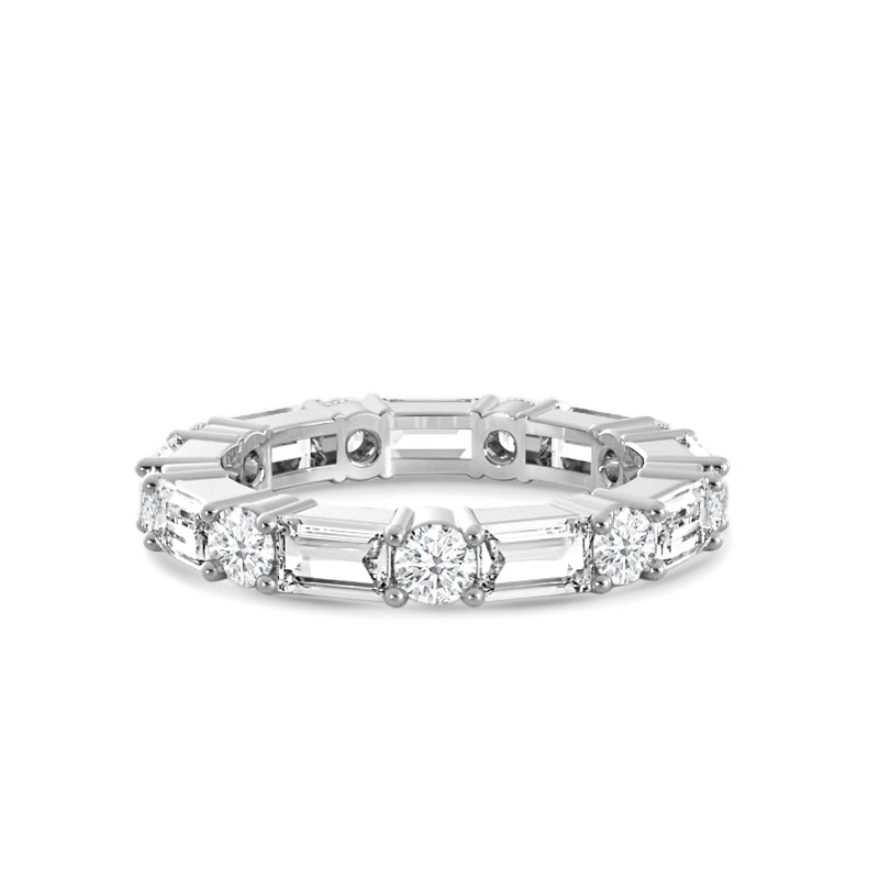 Geometric Sequence Diamond Eternity Ring with Platinum / Lab / 9/10 Cut Diamond in 14KT Platinum / Lab / 9/10 view 1
