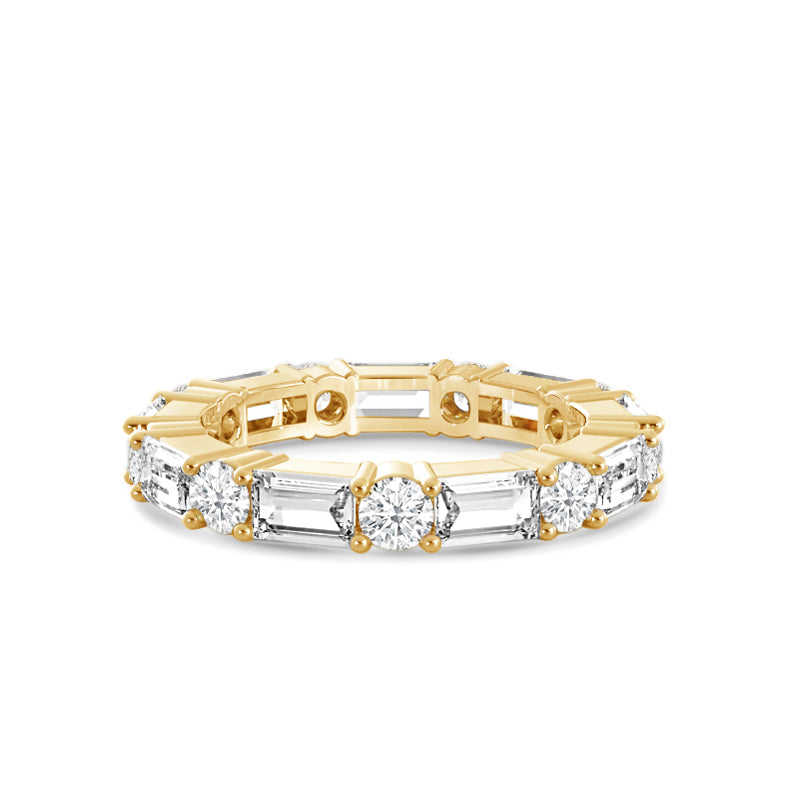 Geometric Sequence Diamond Eternity Ring with 18KT Yellow Gold / Lab / 9/10 Cut Diamond in 14KT Yellow Gold / Lab / 9/10 view 1

