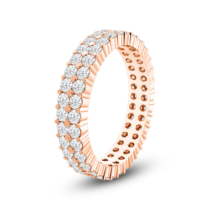 Double Row Diamond Eternity Ring with 18KT Rose Gold / Lab / 1 1/6 Cut Diamond in 14KT Rose Gold / Lab / 1 1/6 view 2
