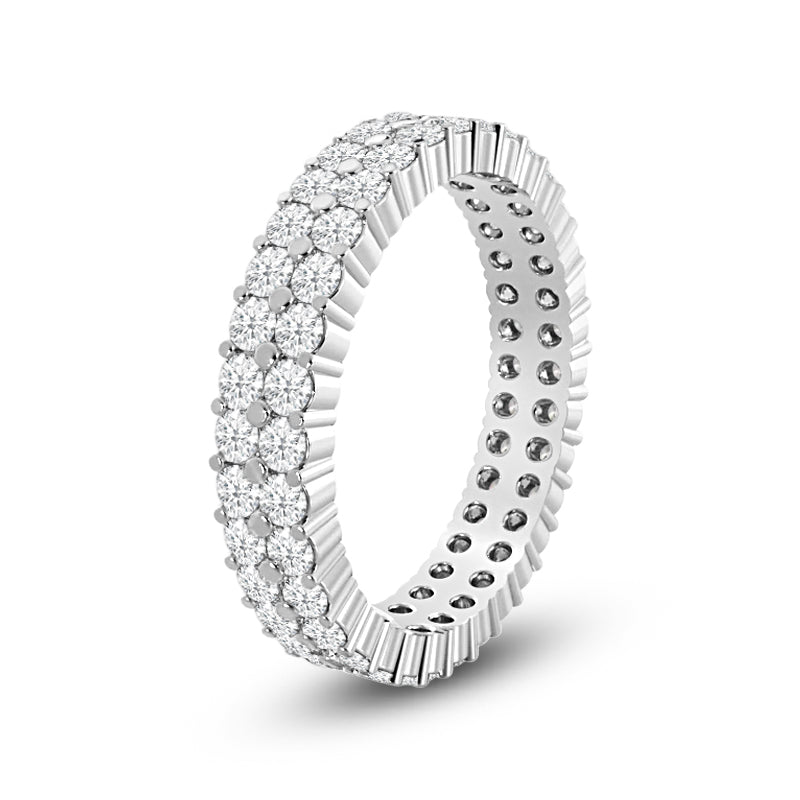 Double Row Diamond Eternity Ring with Platinum / Lab / 1 1/6 Cut Diamond in 14KT Platinum / Lab / 1 1/6 view 2
