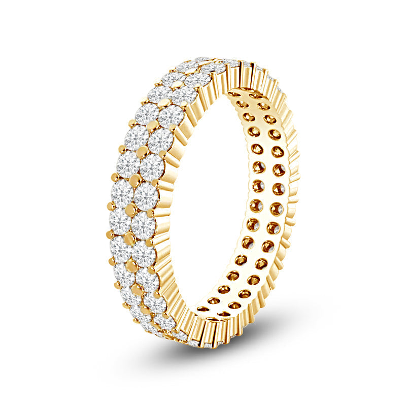 Double Row Diamond Eternity Ring with 18KT Yellow Gold / Lab / 1 1/6 Cut Diamond in 14KT Yellow Gold / Lab / 1 1/6 view 2

