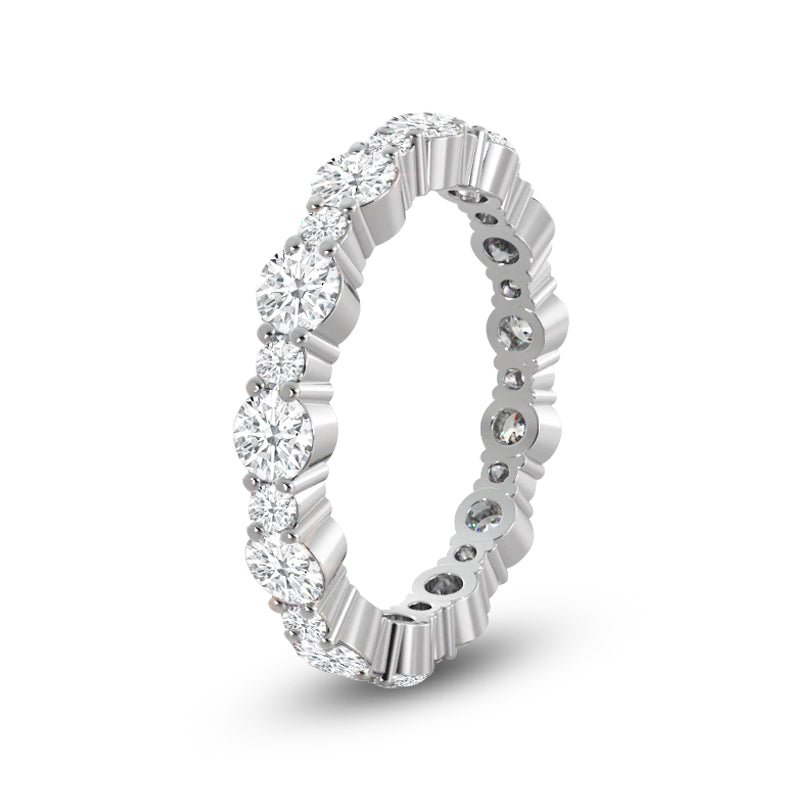 Alternating Round Diamond Eternity Ring with Platinum / Lab / 1 1/8 Cut Diamond in 14KT Platinum / Lab / 1 1/8 view 2
