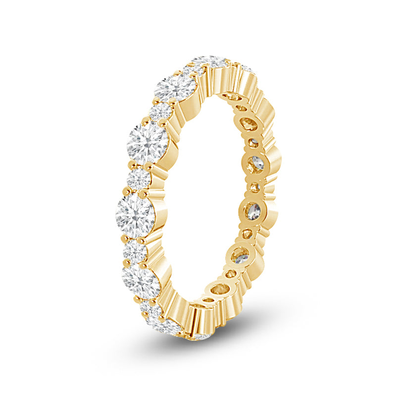 Alternating Round Diamond Eternity Ring with 18KT Yellow Gold / Lab / 1 3/4 Cut Diamond in 14KT Yellow Gold / Lab / 1 3/4 view 2
