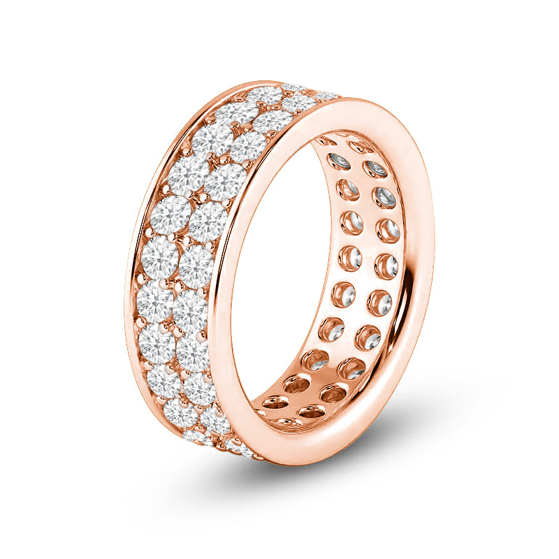 Double Row Channel Set Diamond Eternity Ring with 18KT Rose Gold / Lab / 2 3/4 Cut Diamond in 14KT Rose Gold / Lab / 2 3/4 view 2
