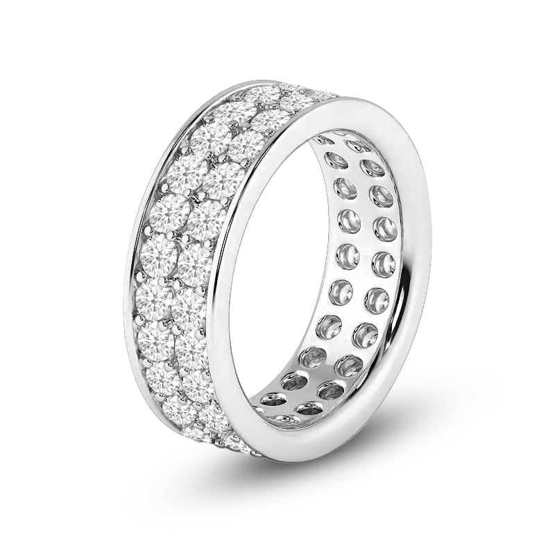 Double Row Channel Set Diamond Eternity Ring with Platinum / Lab / 2 3/4 Cut Diamond in 14KT Platinum / Lab / 2 3/4 view 2
