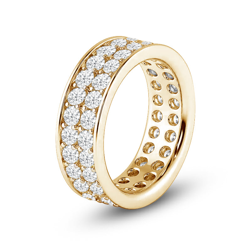 Double Row Channel Set Diamond Eternity Ring with 18KT Yellow Gold / Lab / 2 3/4 Cut Diamond in 14KT Yellow Gold / Lab / 2 3/4 view 2
