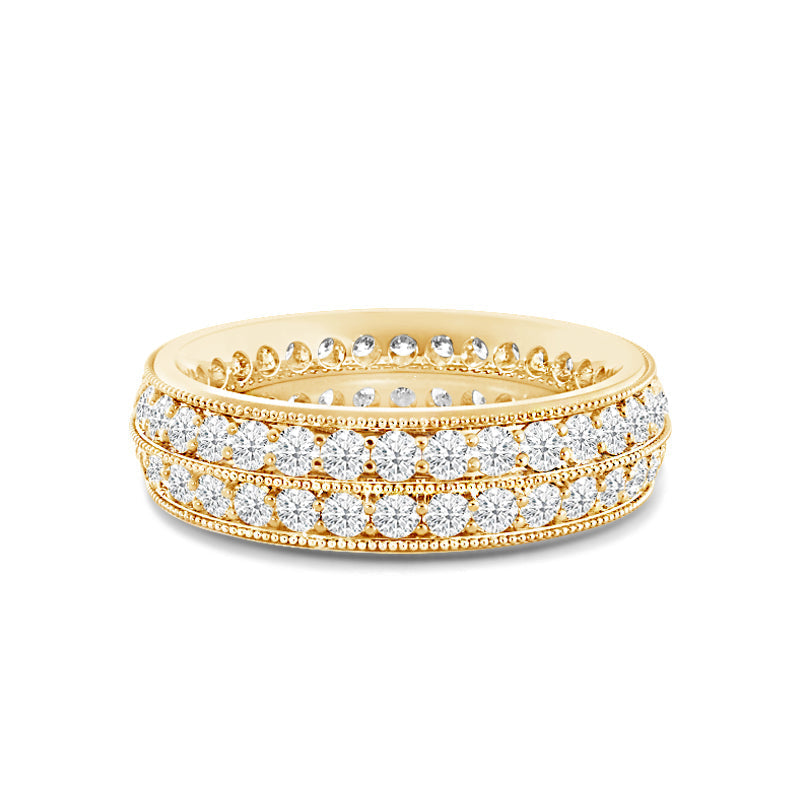 Double Row Diamond Beaded Eternity Ring with 18KT Yellow Gold / Lab / 1 3/8 Cut Diamond in 14KT Yellow Gold / Lab / 1 3/8 view 1
